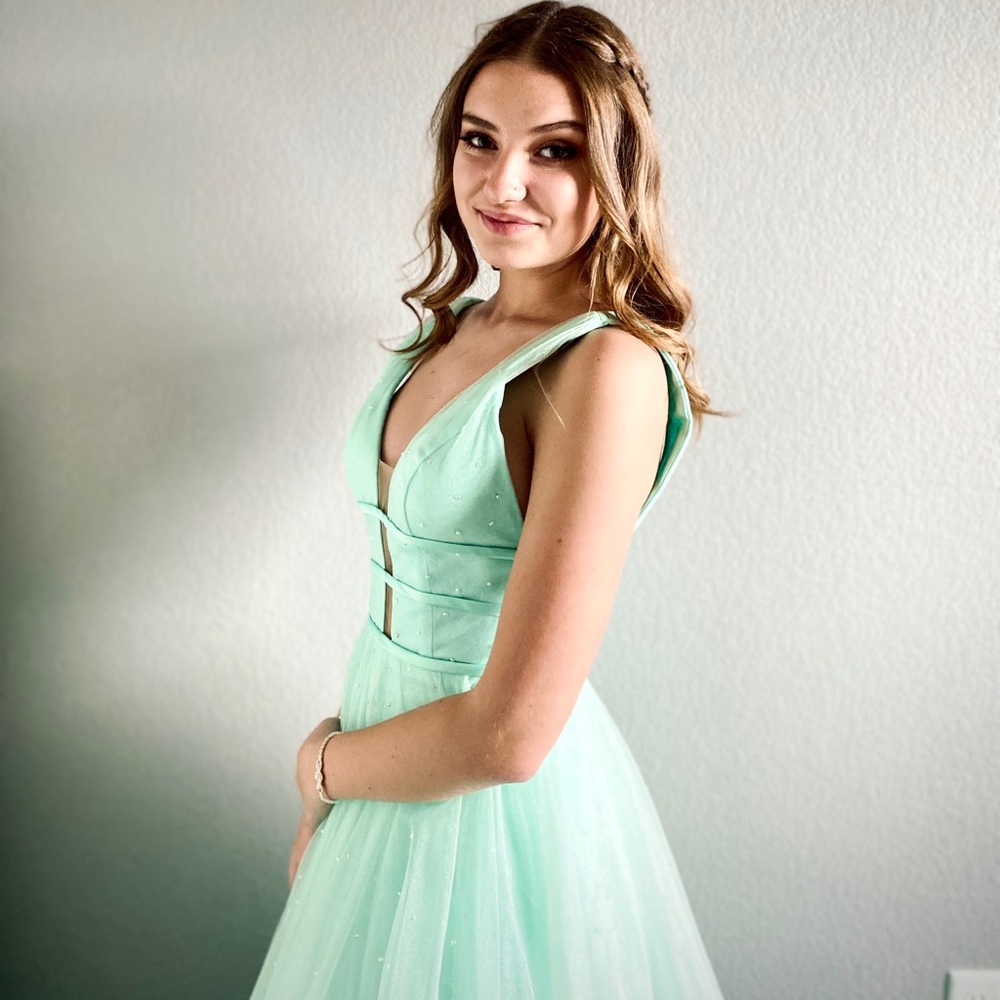 Sherri Hill Prom Dress ~ Mint Green Prom Dress - Picture 4 of 5